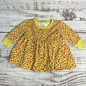 Hanna Andersson 60 3-6 Months Dress Green Pink Floral Disty Floral Long Sleeve